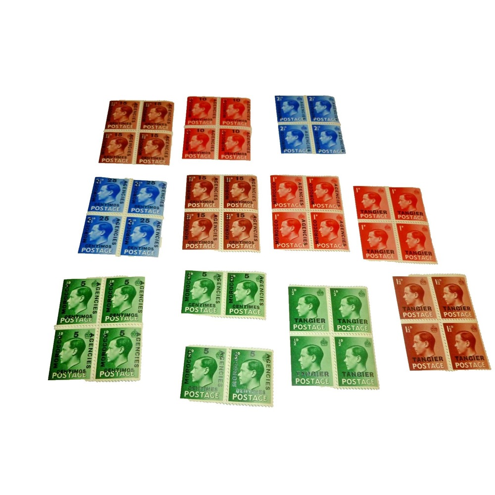 British‎ Morocco Agencies Tangier Stamps King George VI Blocks & Pairs Lot 11pc